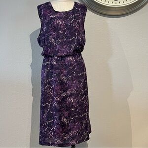 Vintage Purple Patterned Midi Dress